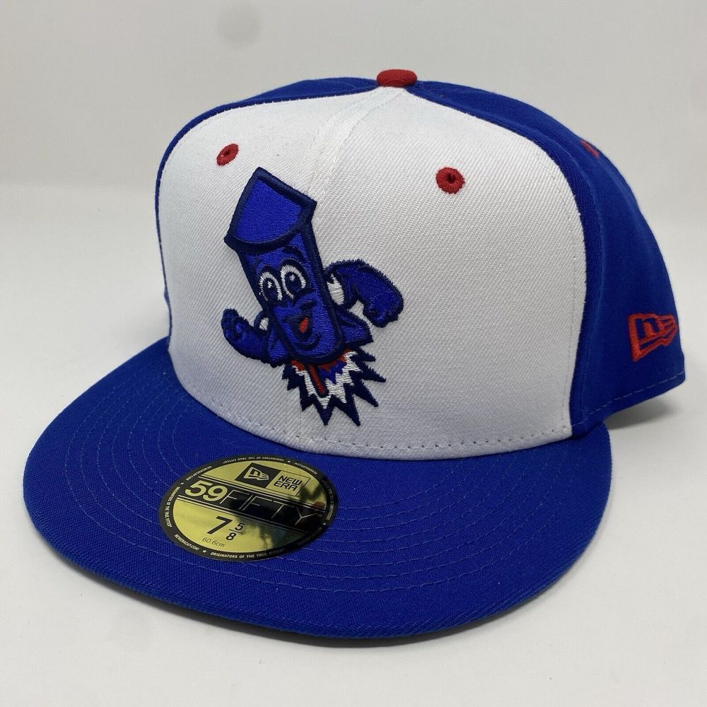 New Era Worcester‎ Red Sox 59FIFTY Size 7 5/8 MiLB Fitted Hat Blue White Rocket
